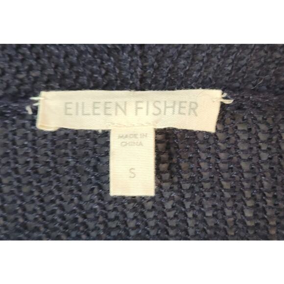 Eileen Fisher Navy Blue 100% Linen Loose Knit Rollneck Sweater – Small - Picture 4 of 7